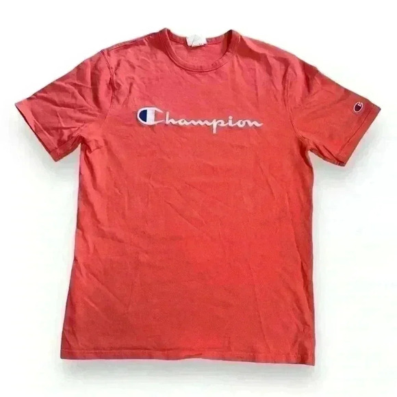 Champion Shirt Mens Large  Pink Script Logo Streetwear Embroidered Casual Men - Picture 1 of 5